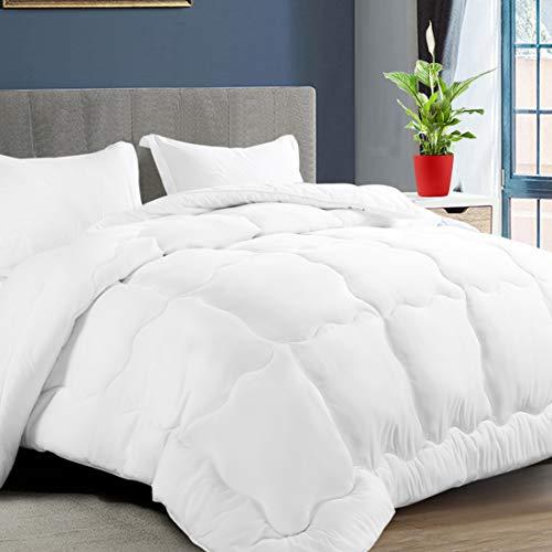KARRISM All Season Down Alternative Cal King Comforter, Winter Warm Ultra Soft Quilted Duvet Insert with Corner Tabs, Wavy Box Stitched, Hypoallergenic, Luxury Hotel Collection (White, 104 x 96 inch)