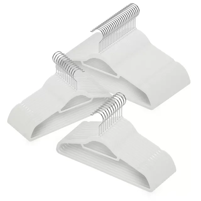 Squared Away™ 50-Pack Velvet Slim Suit Hangers in White with Chrome Hook