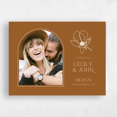 Dark Ochre, Orange Wedding Thank You - Alameda Photo