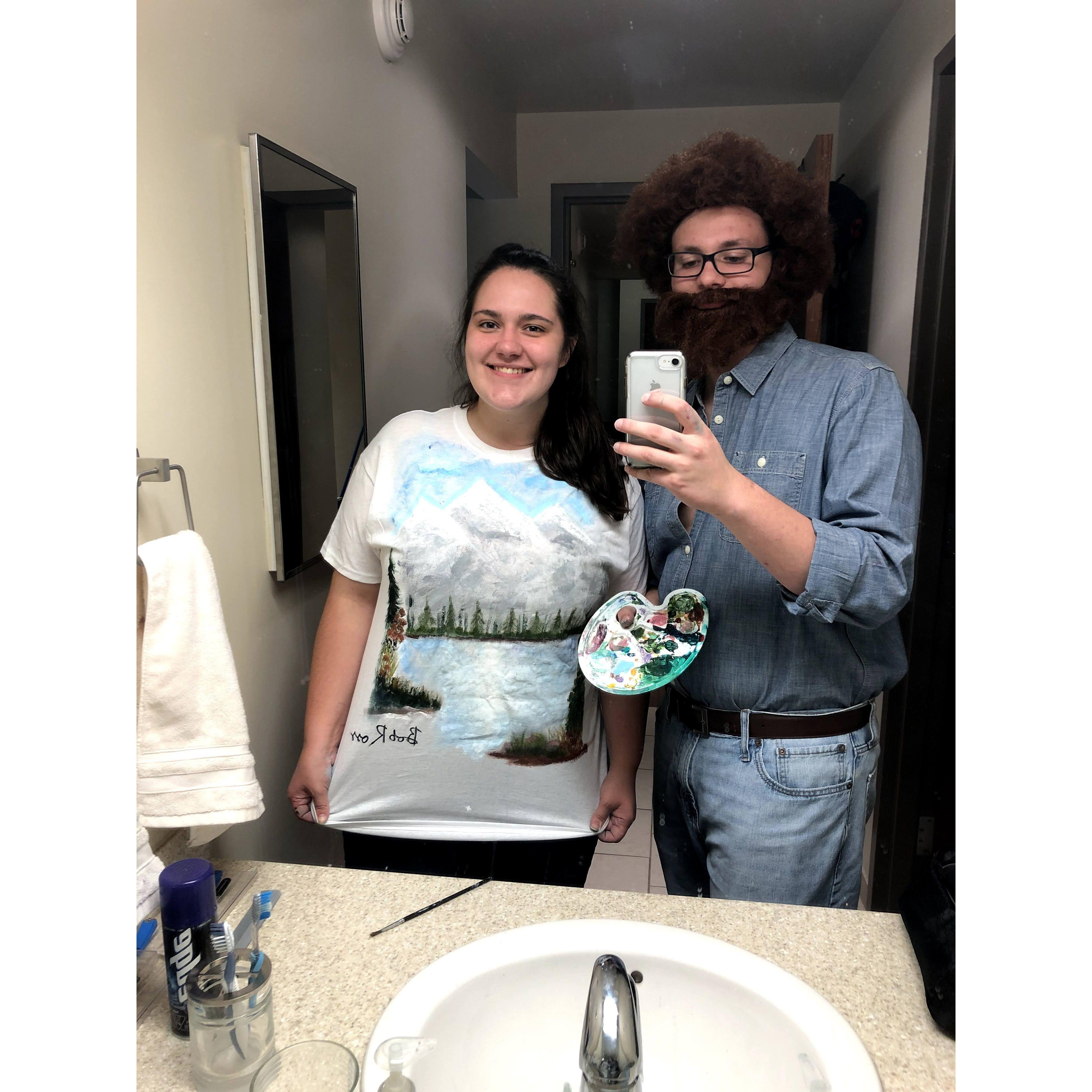 Bob Ross and his canvas, Halloween 2020.