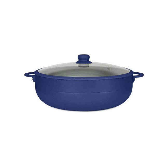 Sedona Kitchen Aluminum 12 Qt Caldero with Silicone Rim Glass Lid and Silicone Handle Holder