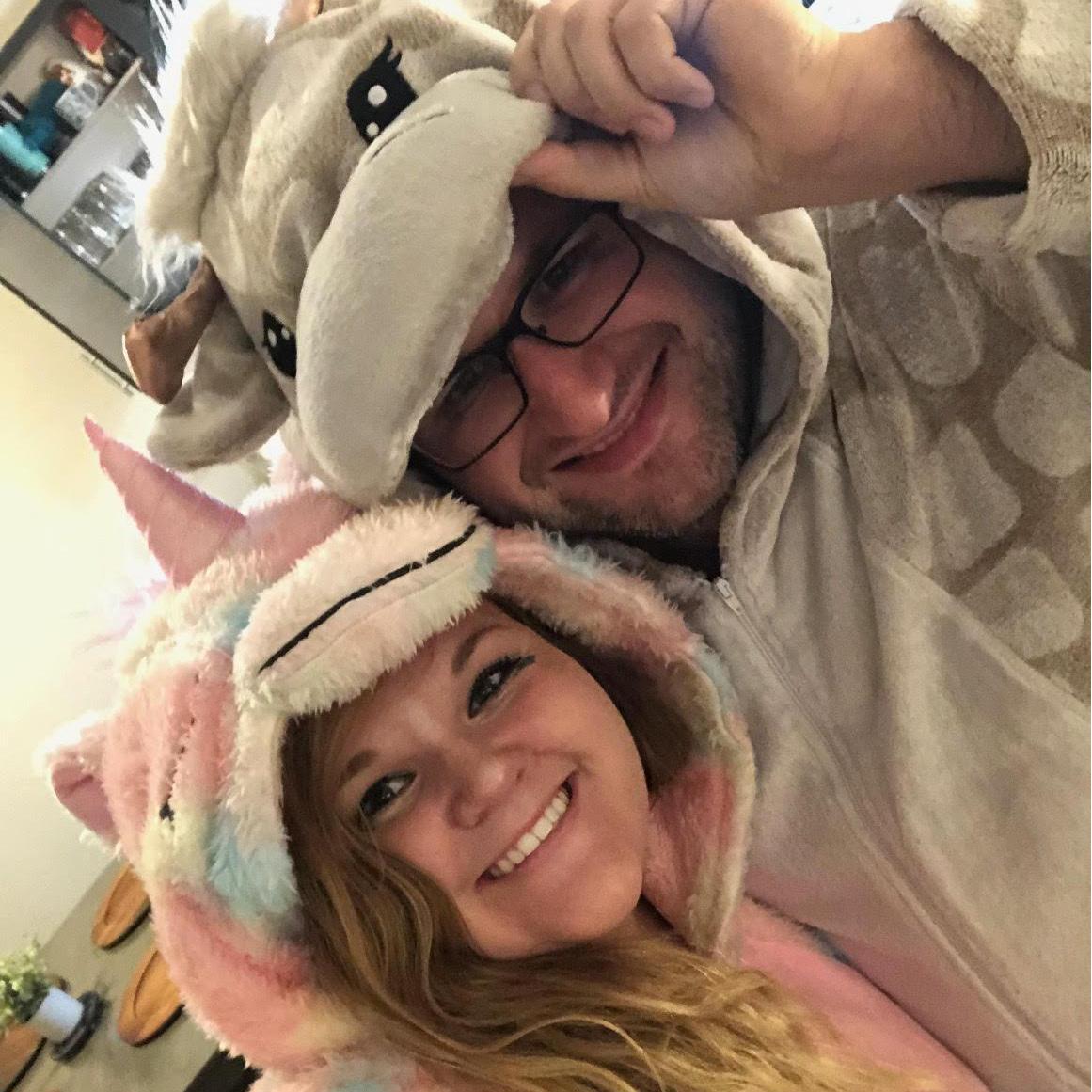 Halloween 2020.  A fun night of board games, pizzas, and onesies!