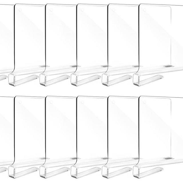 Fixwal 12pcs Shelf Dividers for Closet Organization Acrylic Shelf Divider for Wooden Shelving, Wood Shelf Organizer for Closet, Bedroom, Kitchen and Office