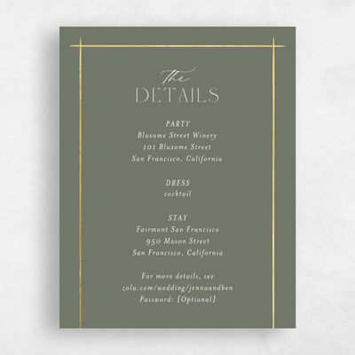 Dark Sage, Green Wedding Enclosure - Mecca Foil