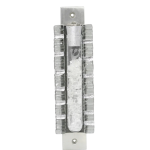 Wedding Glass Mezuzah, Double Sided, Iridescent with Gray and Silver
