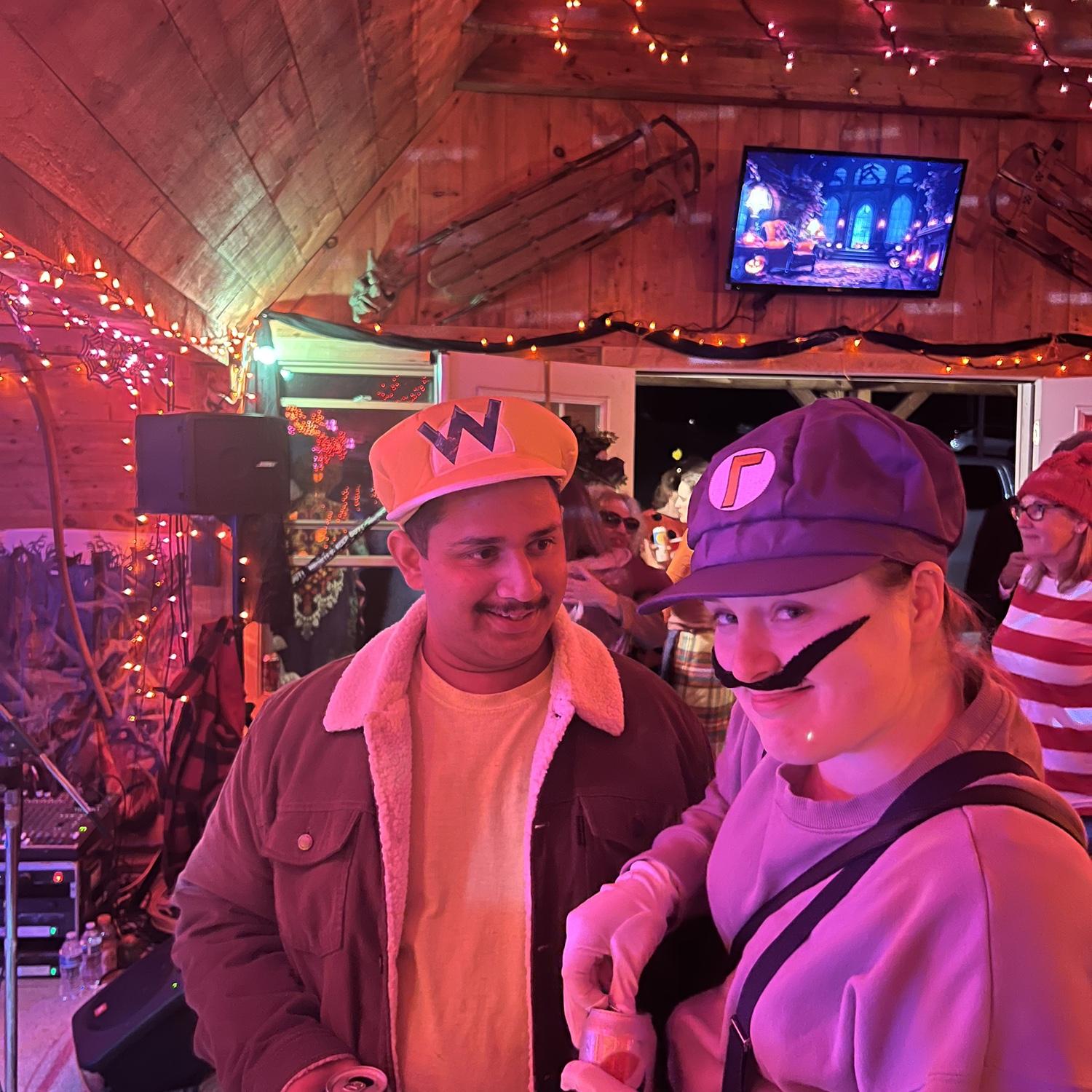 Wario and Waluigi letting loose at Uncle Joe and Aunt Cindy’s Halloween Party