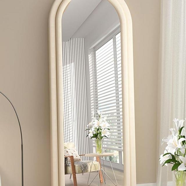 Floor Mirror, Arched Full Length Mirror with Stand, Baby Floor Mirror, Wall Mirror Full Length, 63"x24" Large Mirror, Arched Floor Mirror, Wall-Mounted Mirror for Living Room Bedroom Cloakroom, White