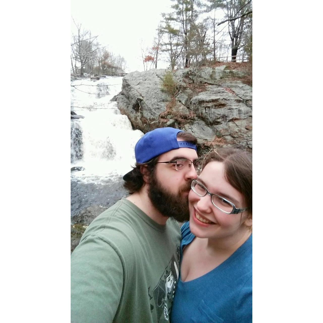 Our very first selfie. March, 2016 -- Devil's Hopyard