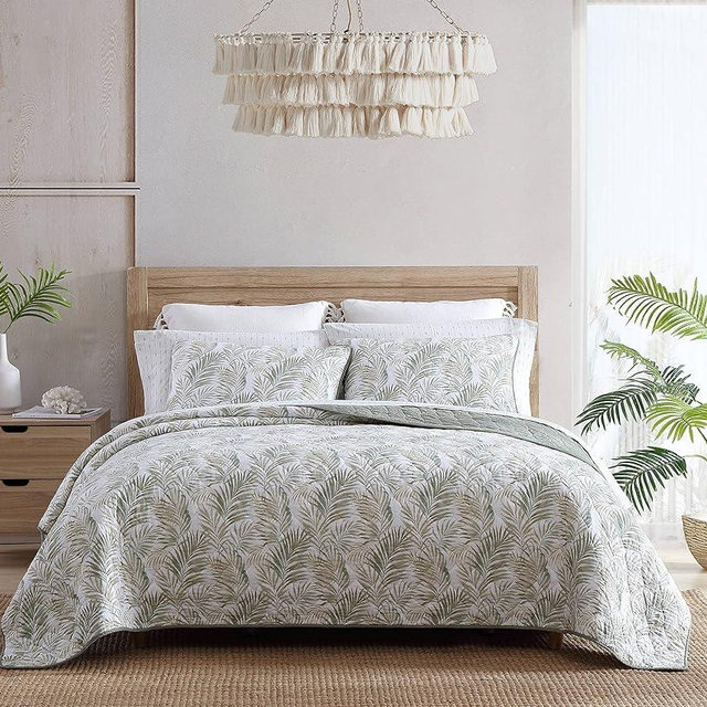 Tommy Bahama - King Quilt Set, Reversible Cotton Bedding with Matching Shams, Soft Coastal Bedspread, All Season Home Decor (Maui Palm Green, King)
