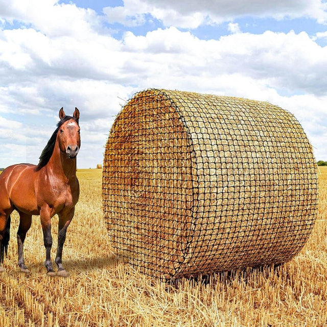 Gasgimos 6x6ft Round Bale Hay Net for Horses - Large Size Thick & Durable, Black Nylon Net with 1.75 inch Holes - Square Slow Feed Hay Nets for Horses and Goats - Healthier Feeding Solution.