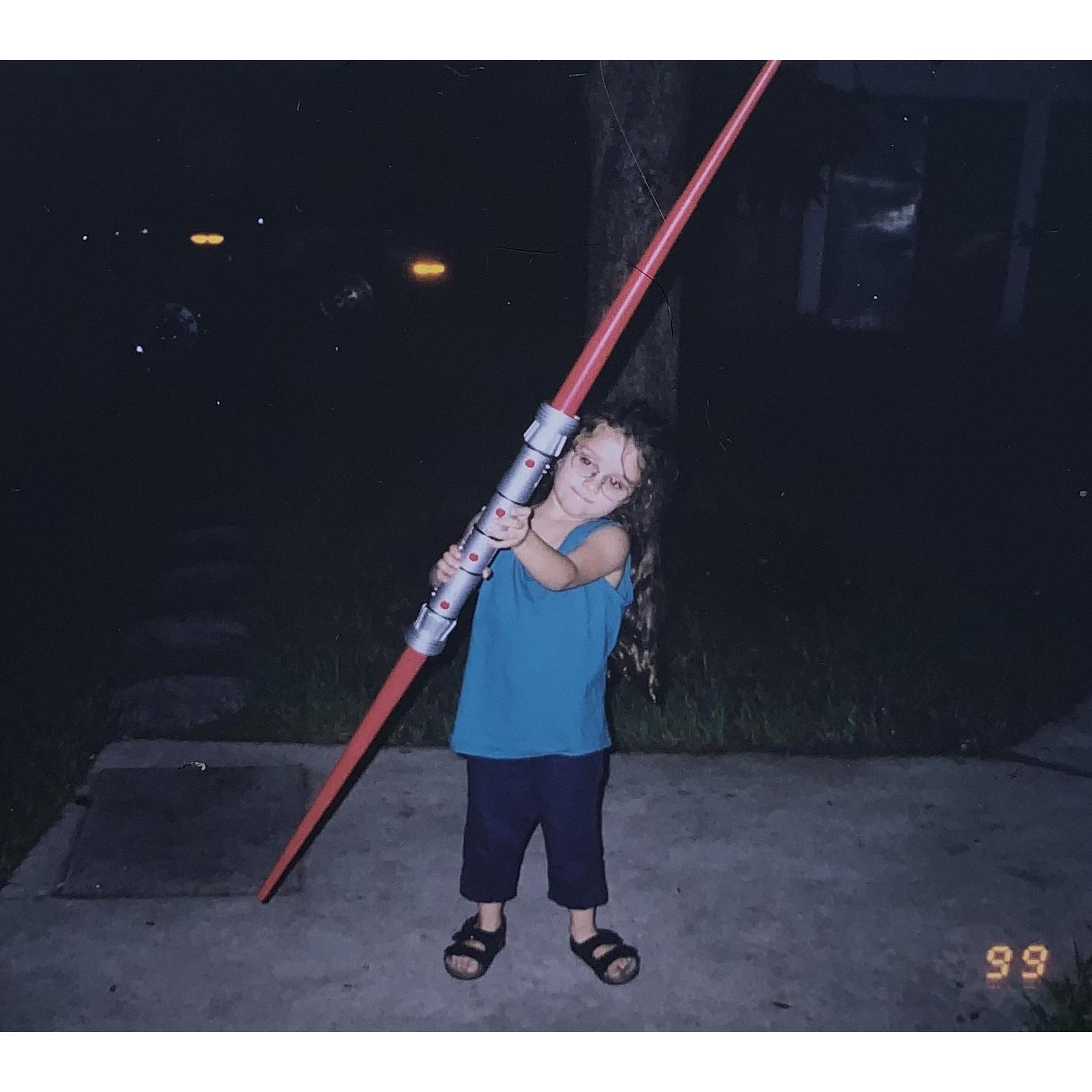 Alexis practicing to be in The Phantom Menace (1999)