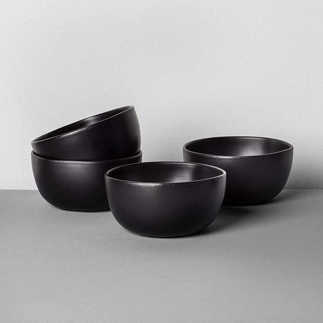 Hearth and Hand with Magnolia Stoneware Set of 4 Black Cereal Bowls