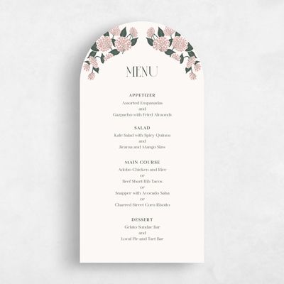 Beige Arch Wedding Menu - Bellis