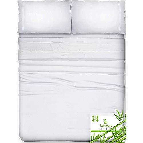 Bamboo Sheets California King Sheets - 100% Organic Bamboo Bed Sheets California King Sheet Set Deep Pockets California King Bed Sheets Cal King Sheets Deep Pocket Cali King Sheets White