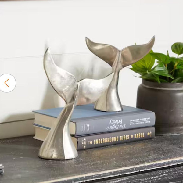 Litton Lane Silver Aluminum Whale Sculpture (Set of 2) 68870 - The Home Depot