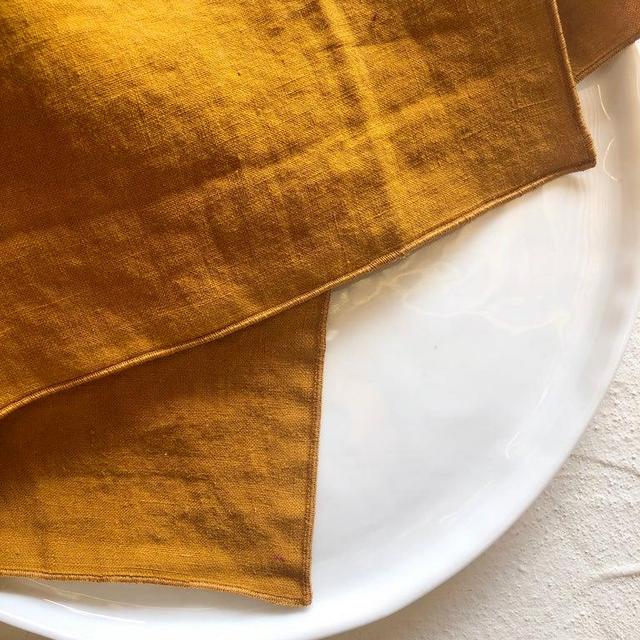 Rolled Edge Mustard Napkins - S/4