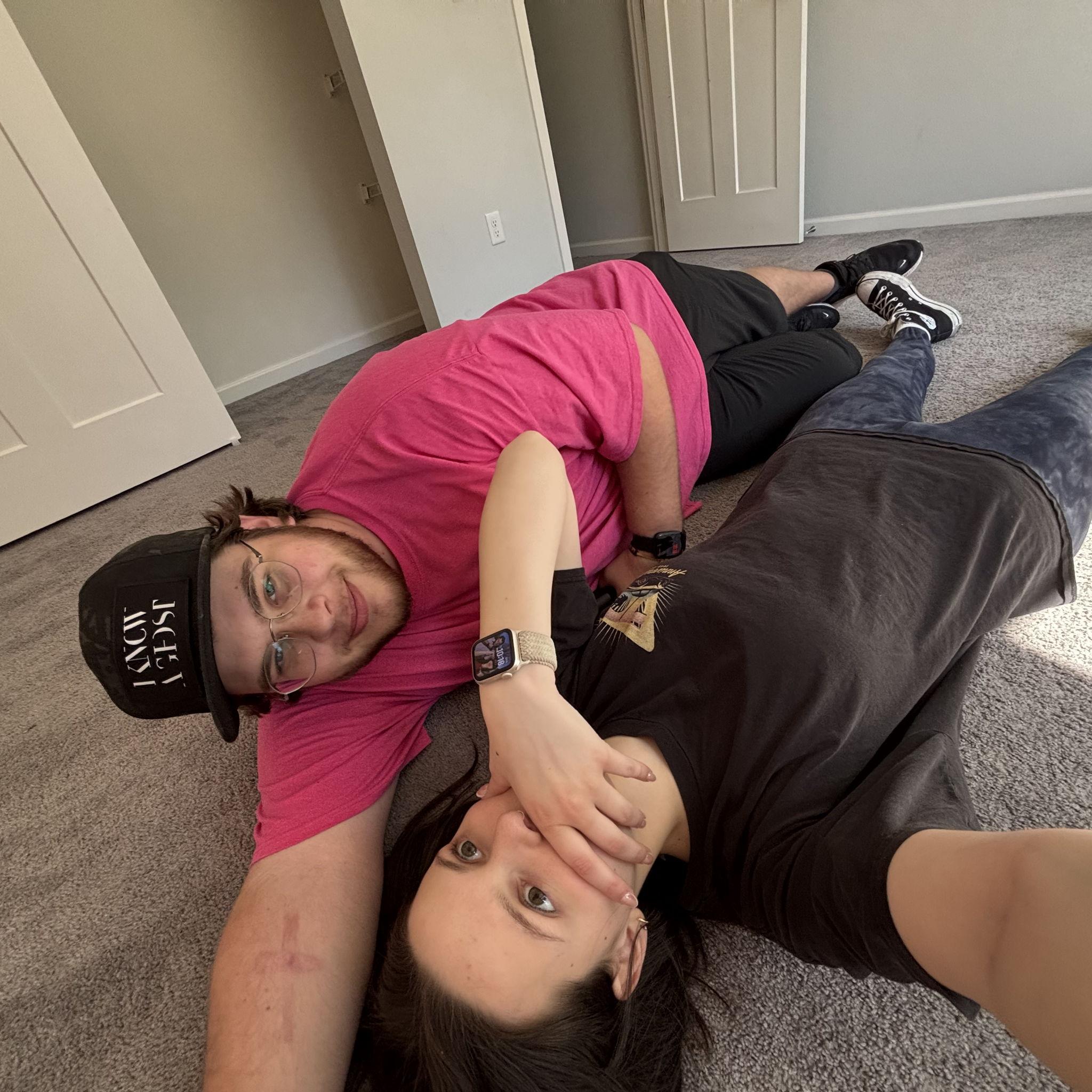 Moving day! Us in Alyssa's Lyons house after everything was moved out
