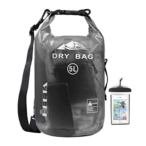 HEETA Waterproof Dry Bag for Women Men, 5L/ 10L/ 20L/ 30L/ 40L Roll Top Lightweight Dry Storage Bag Backpack with Phone Case for Travel, Swimming, Boating, Kayaking, Camping and Beach