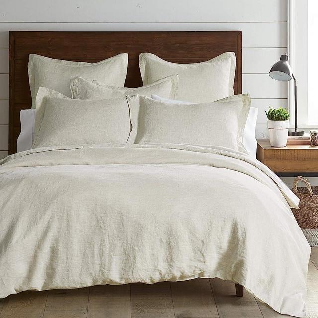 Levtex Home - 100% Linen - Full/Queen Duvet Cover Duvet Cover - Washed Linen in Natural - Duvet Cover Size (90 x 94in.)