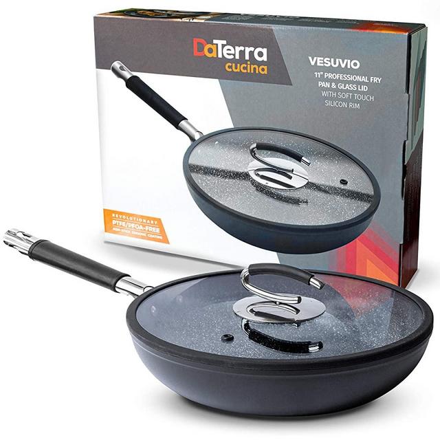 DaTerra Cucina Ceramic 11 inch Fry Pan with Natural Nonstick Coating | Cook Effortlessly on Glasstop, Electric & Gas Stoves with No PTFE, Cadmium, Lead or PFOA Chemicals | Made In Italy