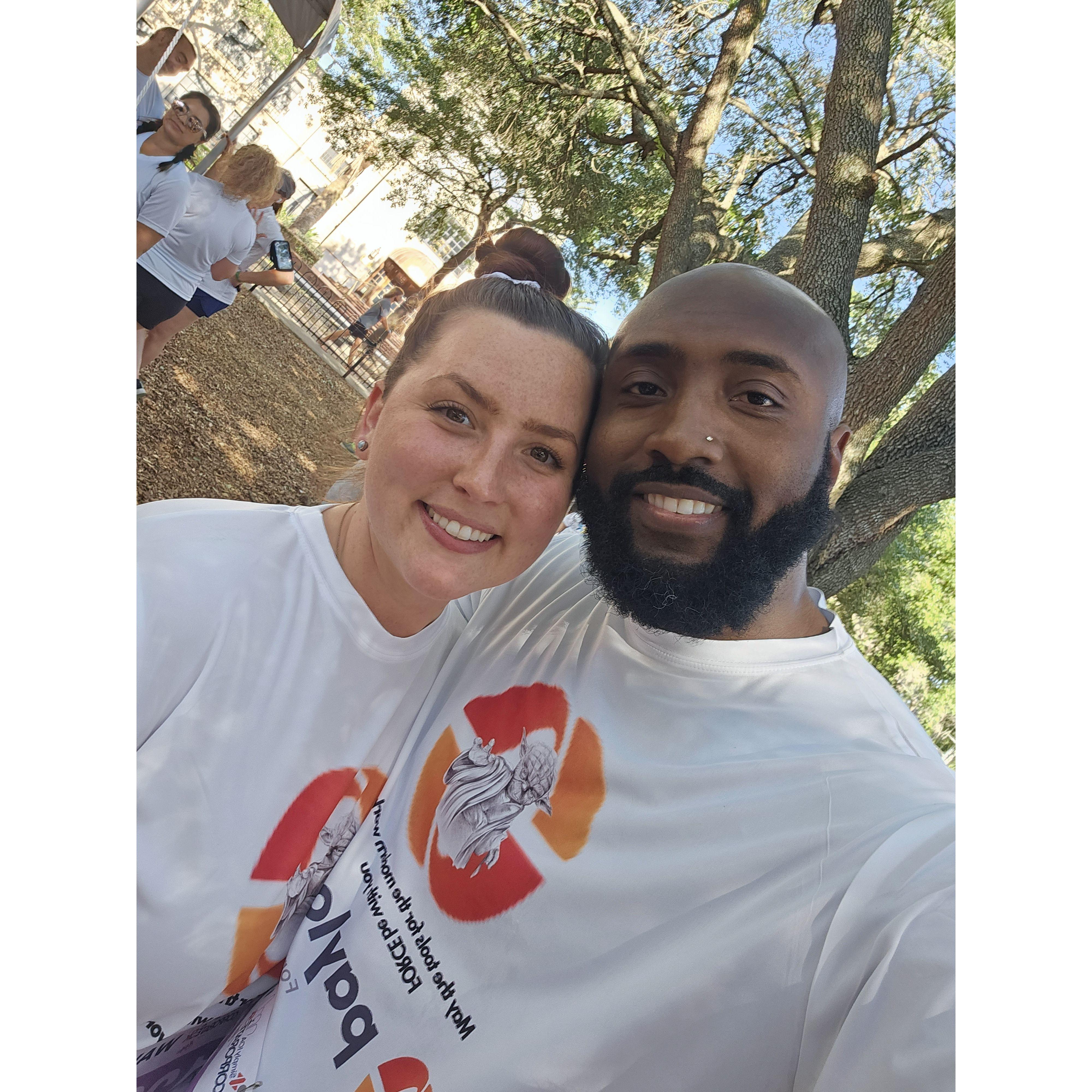 Kara and Calvin before walking at the 5K in Orlando