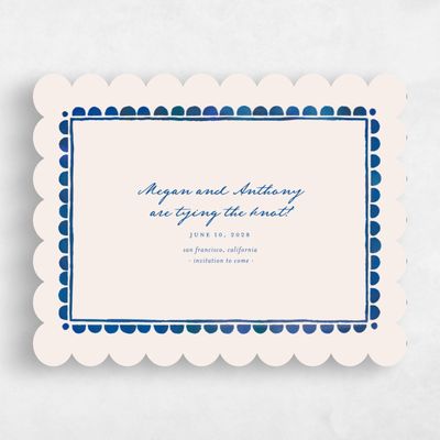 Beige Scalloped Wedding Save the Date - Fayvel Landscape