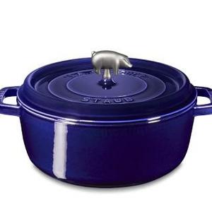 Staub Cast-Iron Round Wide Cocotte, 6-Qt., Sapphire Blue