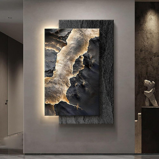 KAFHGEIN LED wall Sculptures Art, Hanging Imitation 3D Textured wall Art Decor, Plug in Power Decorative Landscape, for Living Room Bedroom Hallway Entrance Home Interior(C,60x80cm/23.6x31.4in)