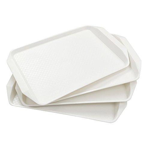 Lesbin White Plastic Fast Food Serving Trays, 16.9-Inch by 12-Inch, Set of 4