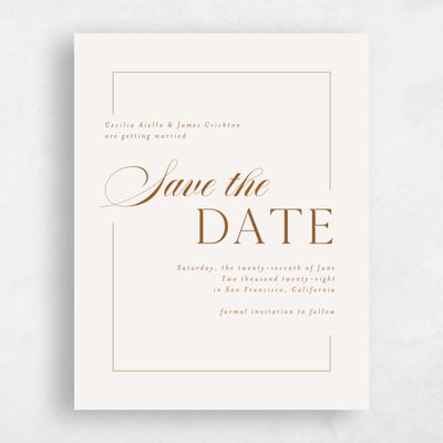 Beige Typography Wedding Save the Date - Carulas Portrait