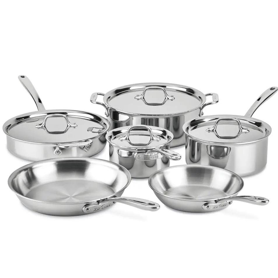 D3 Stainless Everyday, 10 Piece Pots and Pans Cookware Set