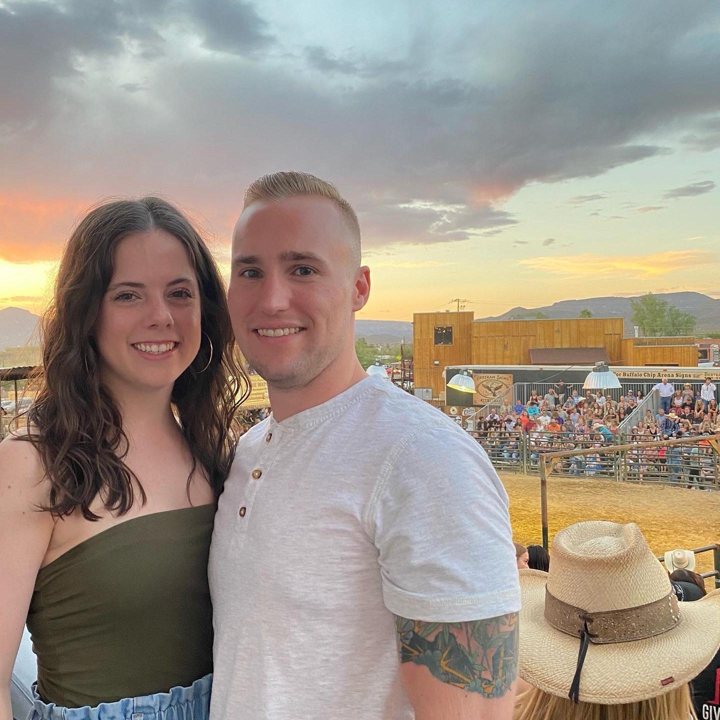 Watching some bull riding on a night out with Bridget’s cousins in AZ!
