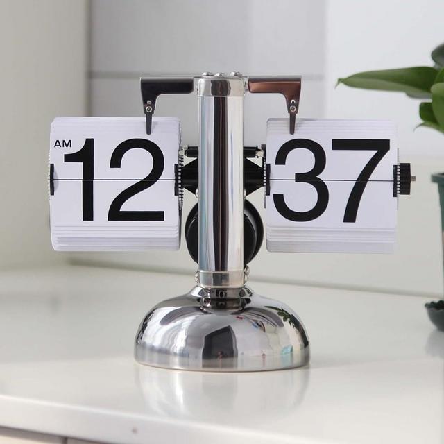 KENJIEY Flip Clock,Retro Flip Down Clock Mechanical Digital Flip Desk Clock Internal Gear Operated Flip Down Clock Battery Powered for Home Office Décor White