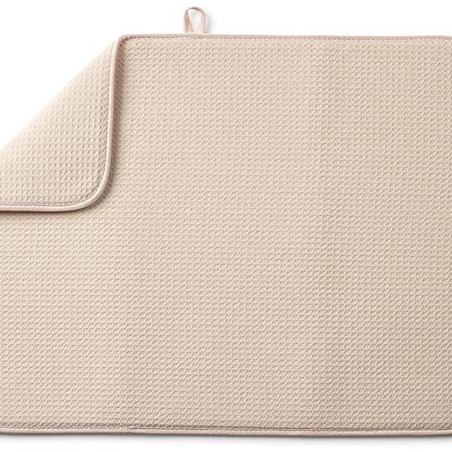 XXL Dish Mat 24" x 17" (LARGEST MAT) Microfiber Dish Drying Mat, Super absorbent by Bellemain (Ivory)