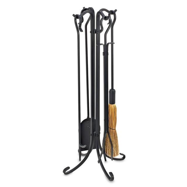 UniFlame® F-1128 5-Piece Black Heavyweight Rustic Fire Set