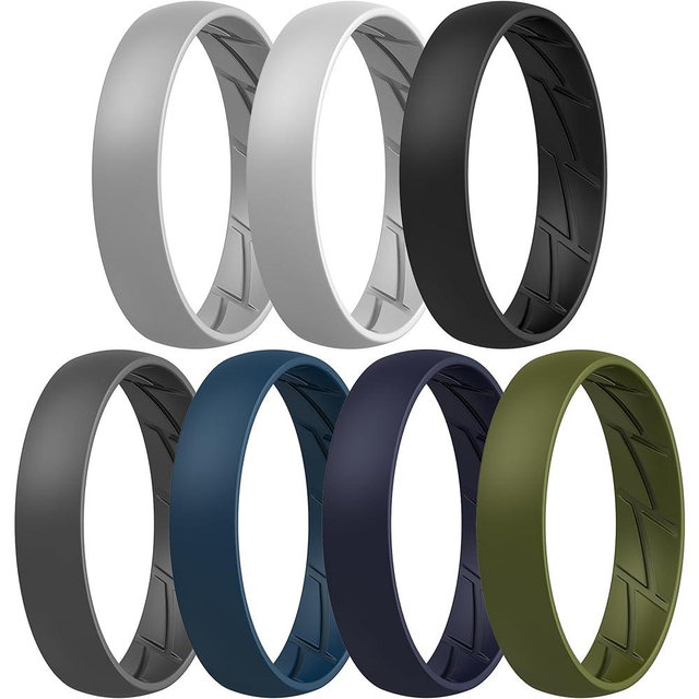 ThunderFit Silicone Rings for Him and Her, Rubber Engagement Bands Unisex - 1/4/5/7/8 Variety Multipack