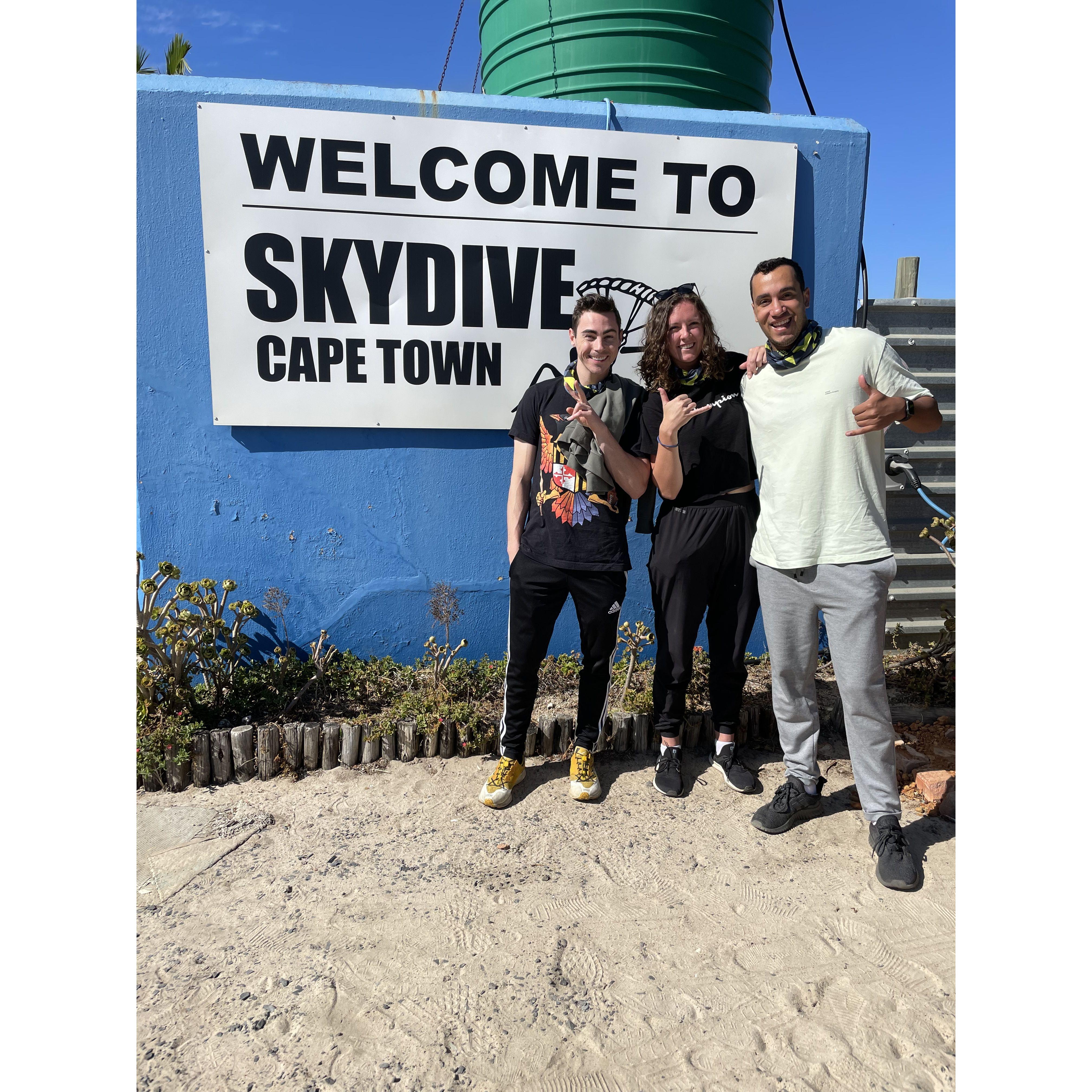 James, Kurt, and Erica went skydiving in Cape Town!