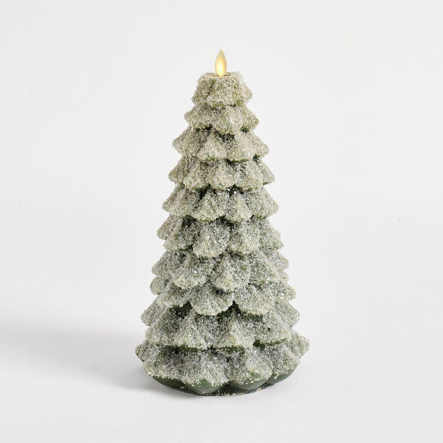 Premium Flameless Trees, Green Spruce German Glitter, Xl 13"H