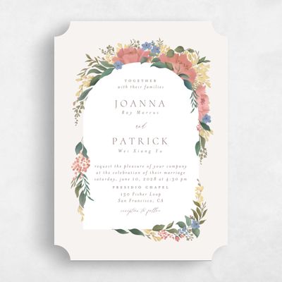 Pink Ticket Wedding Invitation - Souci Portrait