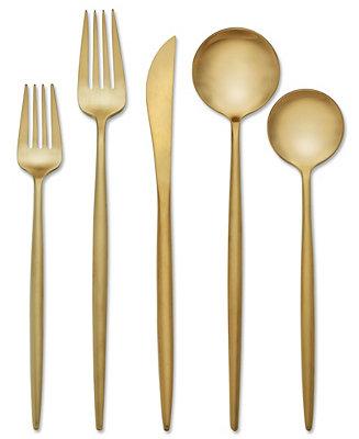 Skandia Zephyr Satin Gold 20-PC Flatware Set