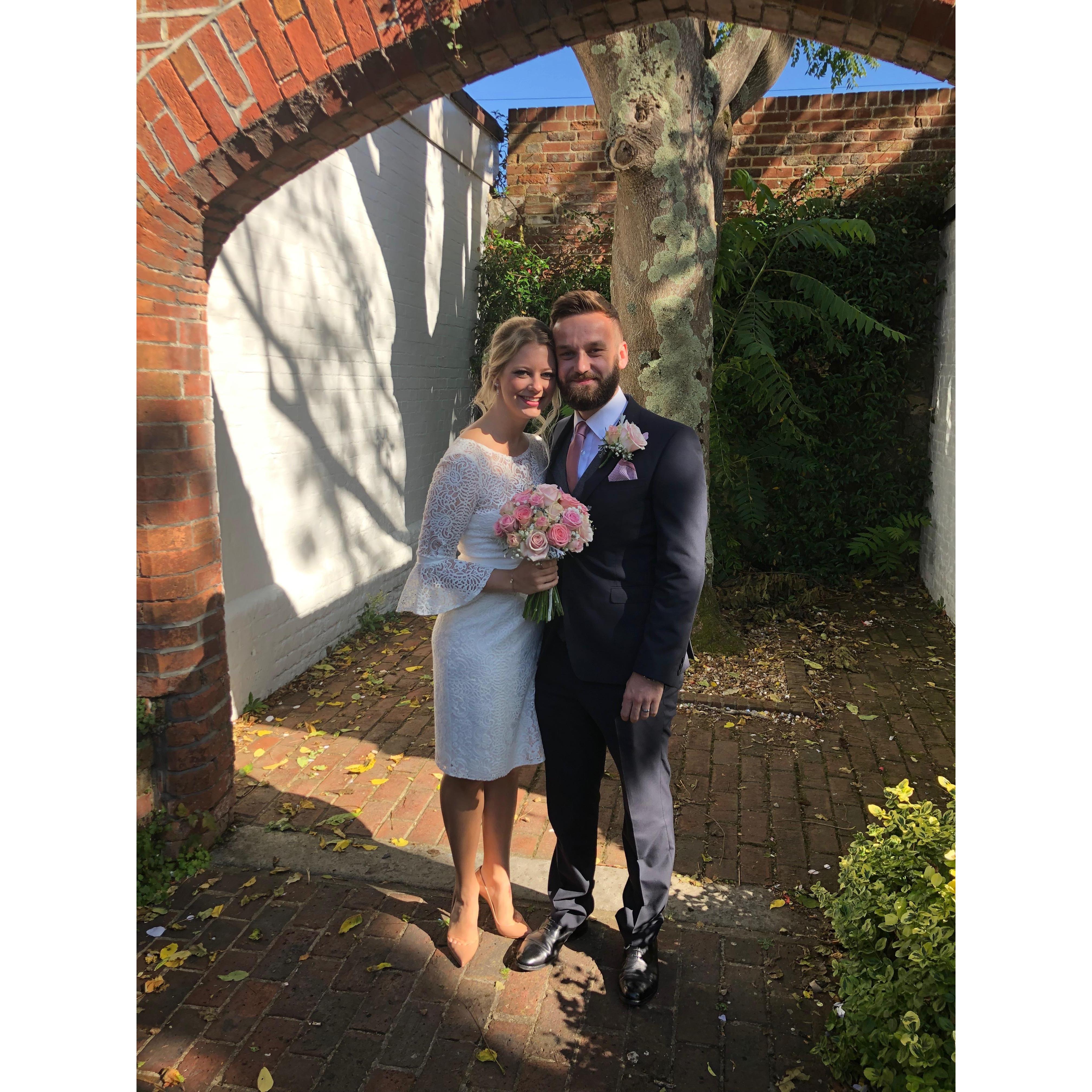 Our first photo as a married couple.