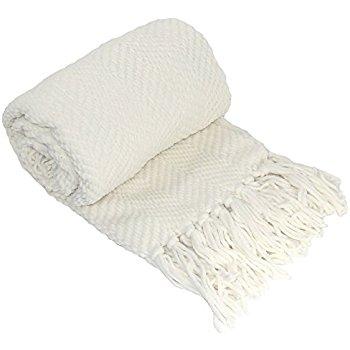 BOON Knitted Tweed Throw, 60" x 80", Antique White