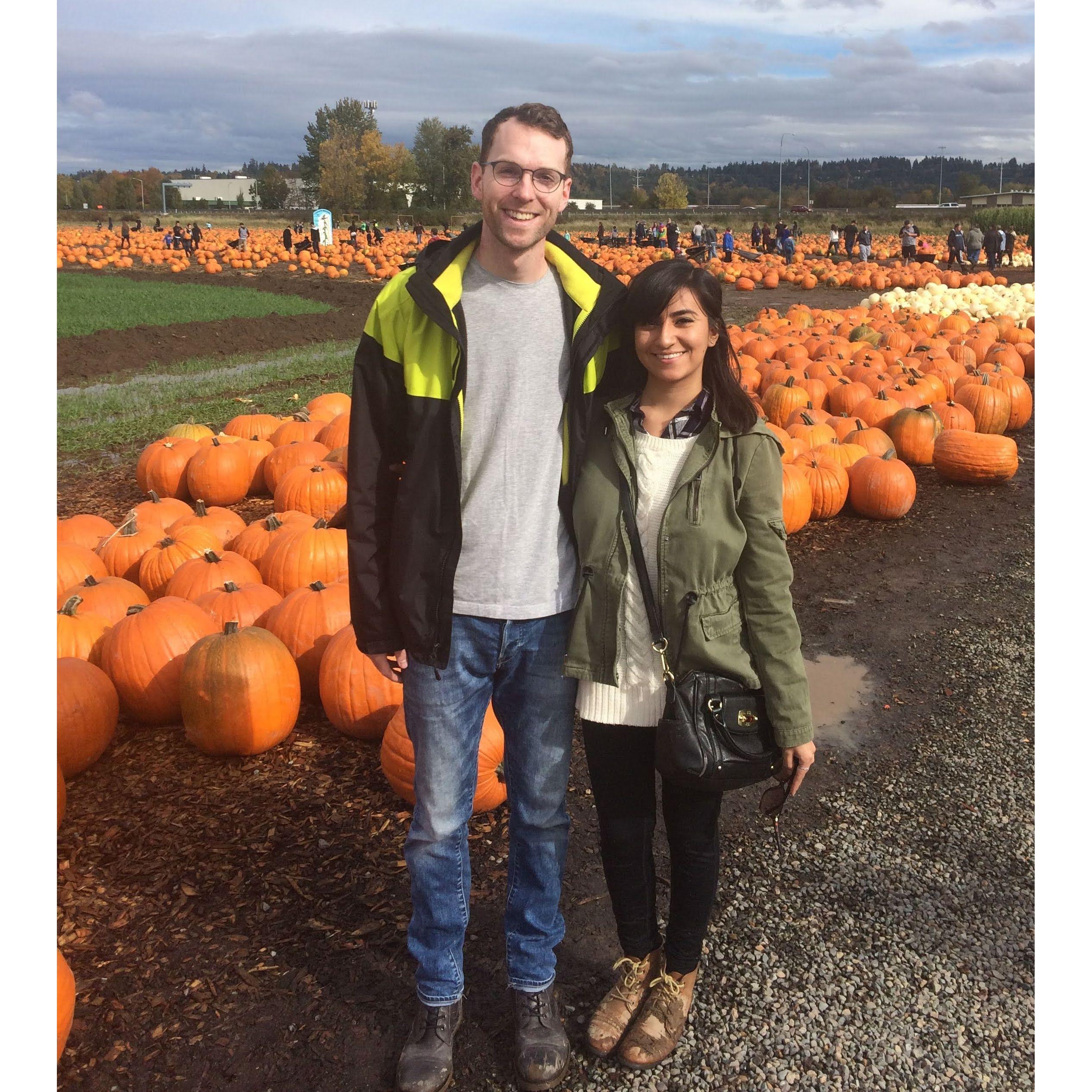 Our first pumpkin patch date - October 2016