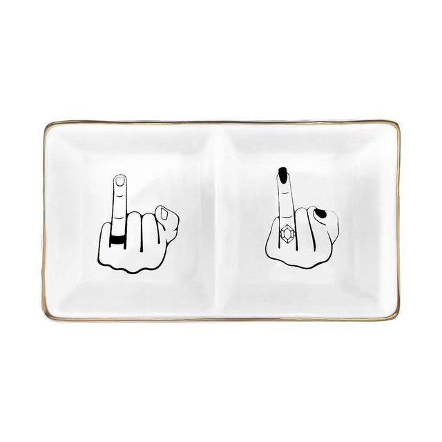 Future Mr. & Mrs. Hand Ring Holder Jewelry Dish - Elegant Finger Ceramic Ring Holder for Engagement, Wedding, and Bridal Shower Gifts - Honeymoon Keepsake Newlyweds, and Bride-to-Be