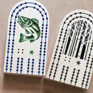 Hard Maple Travel Cribbage Boads Walleye Design