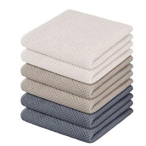 Nialnant 6 Pack Kitchen Hand Towels,Large 100% Cotton Kitchen Tea Towels,Dish Towels for Drying Dishes 13x28 Inches,Multi Color