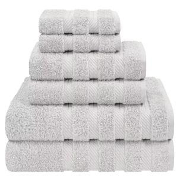SILVER GREY American Soft Linen Luxury Turkish 6 Piece Towel Set, 100% Cotton Soft Absorbent Bath Towels, Silver Grey