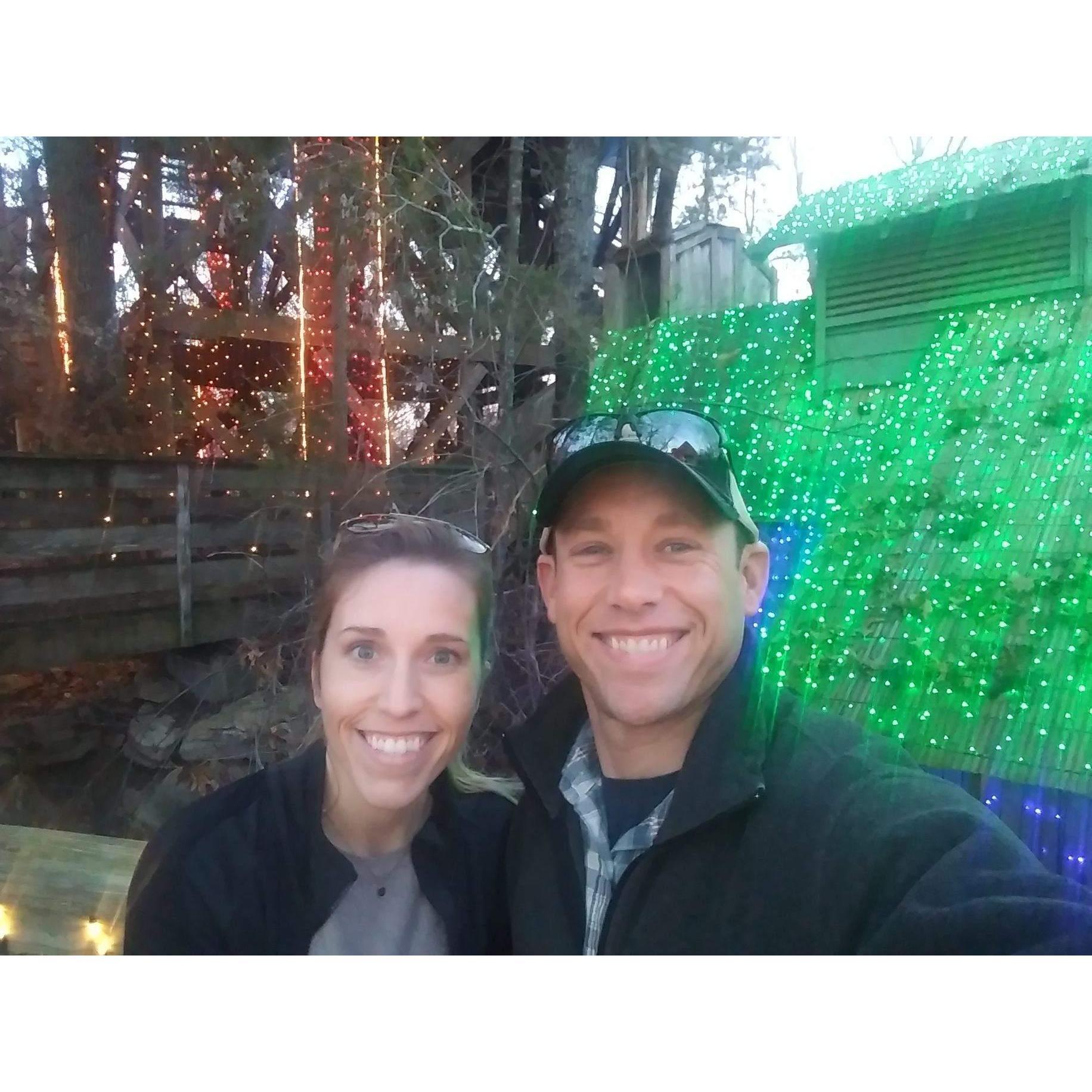 Enjoying the Christmas lights at Silver Dollar City!