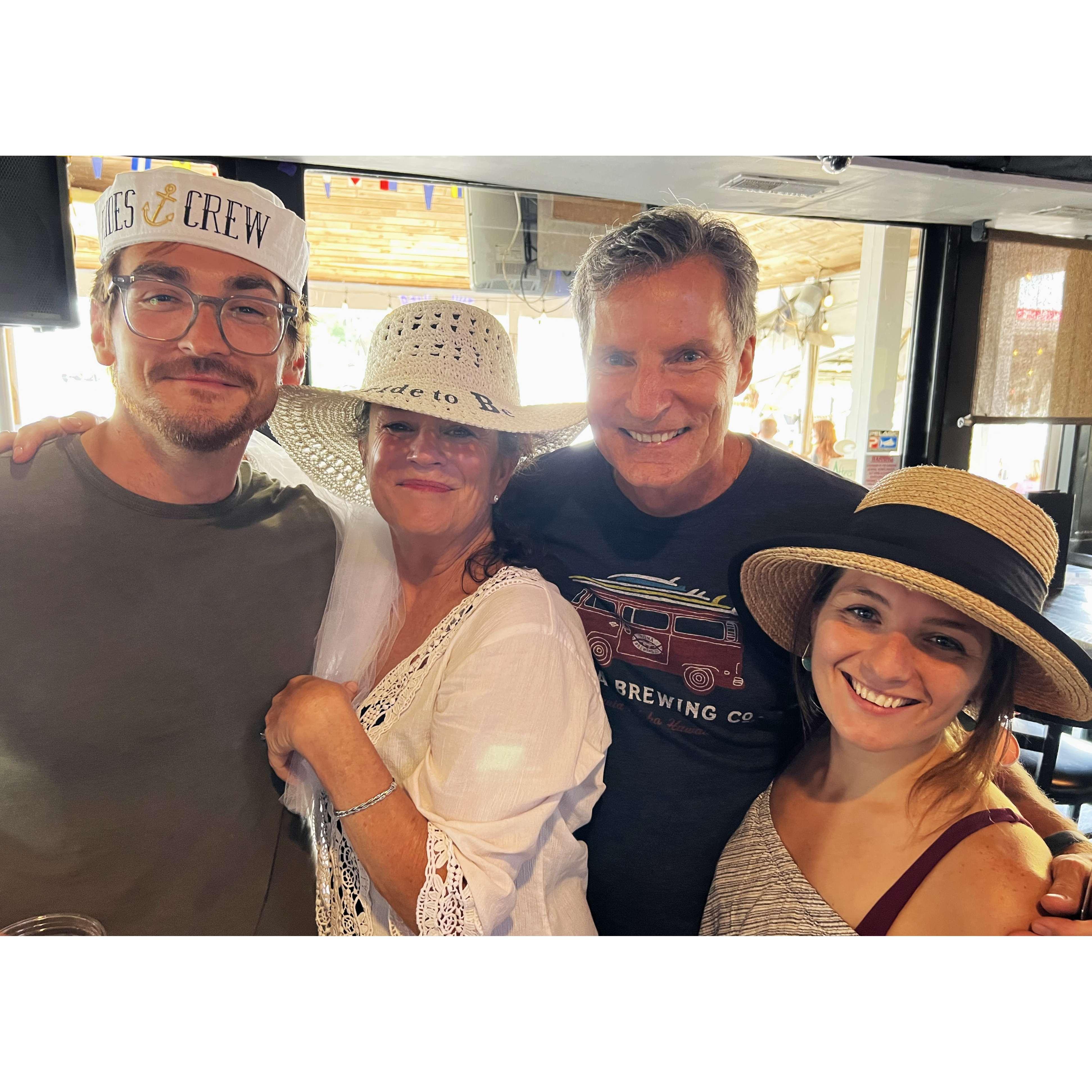 Steve Smart (groomsman), Marcia, Rich & Steve's wife Katie  Wedding Party Cruise July 2022