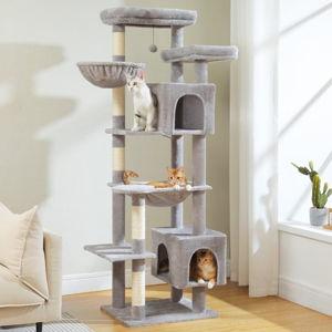 PAWZ ROAD 69-in Large Hammock Polyester Cat Tree & Condo, Beige - Chewy.com